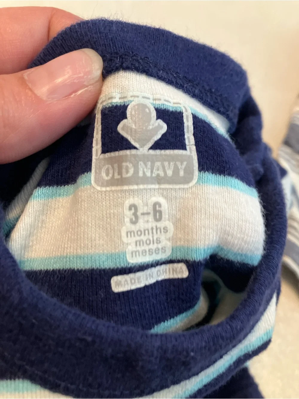 Old Navy Navy and White Striped Bodysuit with Matching Shorts